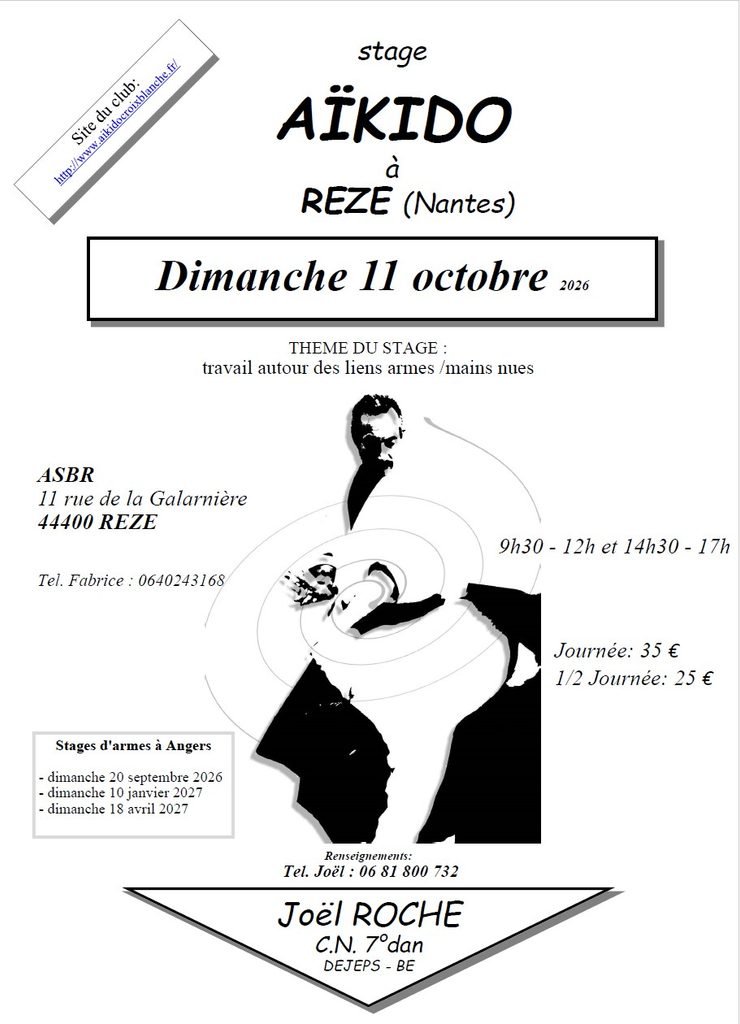 Stage Armes et Aikido de Joel Roche 7eme dan au dojo de Reze
